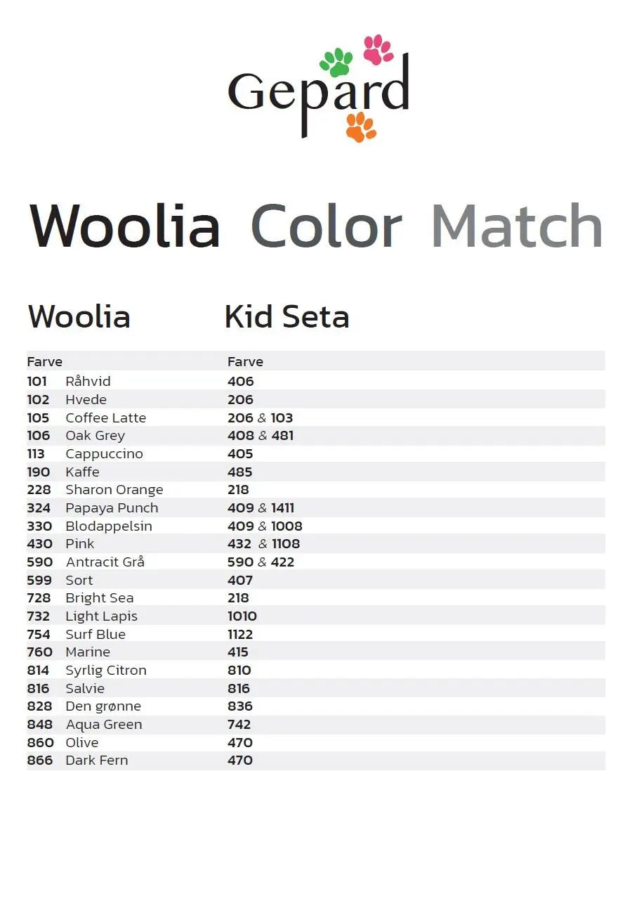 Gepard Garn Color Match Woolia / Kid Seta