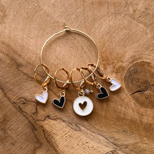 Marqueurs de mailles - Lovely Hearts - Blanc
