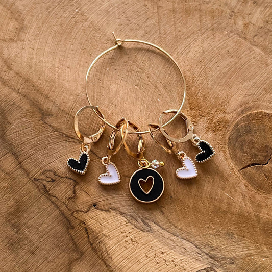 Marqueurs de mailles - Lovely Hearts - Noir