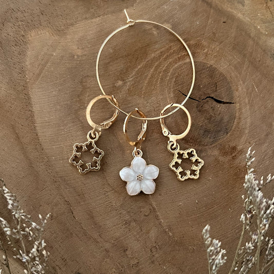 Marqueurs de mailles tricot crochet Kawai Fleur Blanche