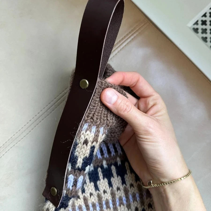 Leather Strap for Christmas Sock - Dark Brown - PetiteKnit