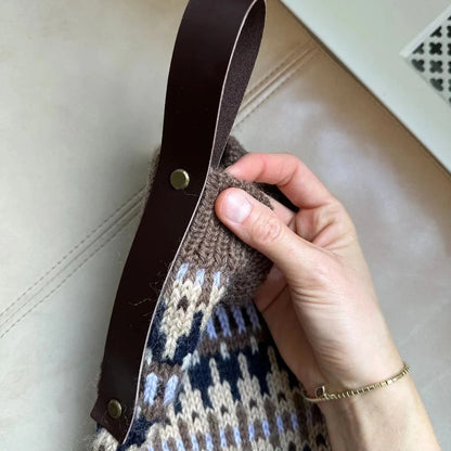 Leather Strap for Christmas Sock - Dark Brown - PetiteKnit