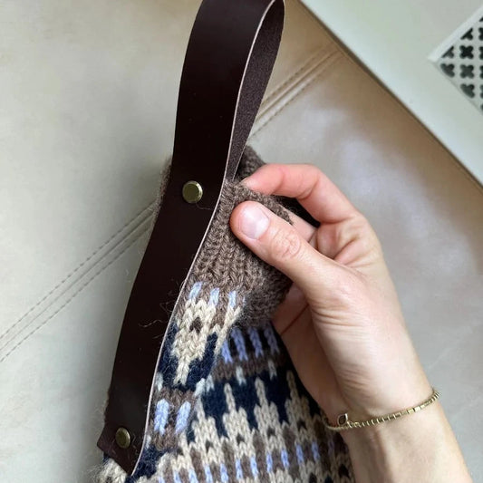 Leather Strap for Christmas Sock - Dark Brown - PetiteKnit